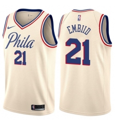 Men's Nike Philadelphia 76ers #21 Joel Embiid Authentic Cream NBA Jersey - City Edition