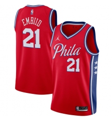 Men's Philadelphia 76ers #21 Joel Embiid Jordan Brand Red 2020-21 Swingman Jersey