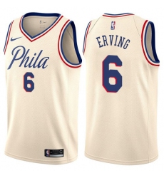 Men's Nike Philadelphia 76ers #6 Julius Erving Authentic Cream NBA Jersey - City Edition