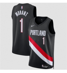 Men's Portland Trail Blazers #1 Ja Morant Black 2026 Icon Edition Stitched Basketball Jersey