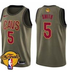 Men's Nike Cleveland Cavaliers #5 J.R. Smith Swingman Green Salute to Service 2018 NBA Finals Bound NBA Jersey