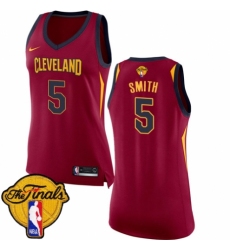 Women's Nike Cleveland Cavaliers #5 J.R. Smith Authentic Maroon 2018 NBA Finals Bound NBA Jersey - Icon Edition