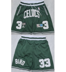 Men's Boston Celtics #33 Larry Bird Green Shorts (Run Small)