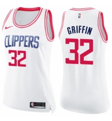 Women's Nike Los Angeles Clippers #32 Blake Griffin Swingman White Pink Fashion NBA Jersey