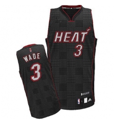Men's Adidas Miami Heat #3 Dwyane Wade Authentic Black Rhythm Fashion NBA Jersey