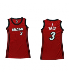 Women's Adidas Miami Heat #3 Dwyane Wade Authentic Red Dress NBA Jersey