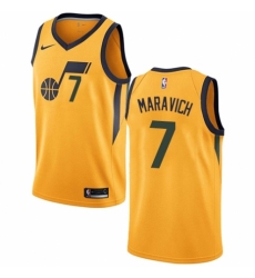 Men's Nike Utah Jazz #7 Pete Maravich Swingman Gold NBA Jersey Statement Edition
