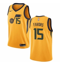 Men's Nike Utah Jazz #15 Derrick Favors Authentic Gold NBA Jersey Statement Edition