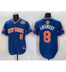 Men's New York Knicks #8 OG Anunoby Royal 2026 Finals & Eastern Conference Champions Stitched Baseball Jersey