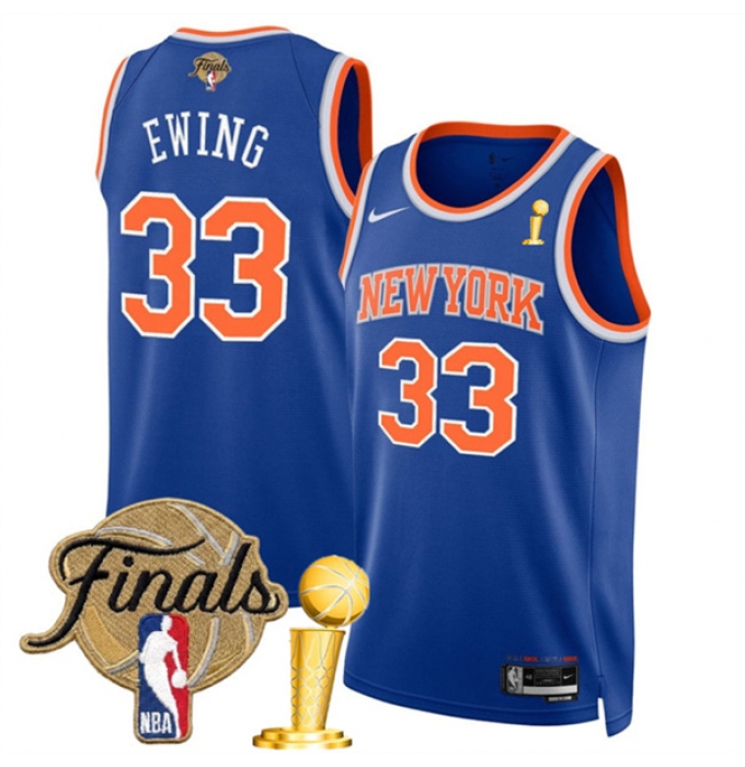 Men's New Yok Knicks #33 Patrick Ewing Blue 2026 Finals And Finals Champions Icon Edition Stitched Basketball Jersey