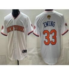 Men's New Yok Knicks #33 Patrick Ewing White 2026 Finals Stitched Baseball Jersey