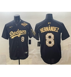 Men's Los Angeles Dodgers #8 Enrique Hernández Black Gold 2025 World Series Limited Stitched Baseball Jersey