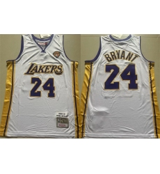 Men's Los Angeles Lakers #24 Kobe Bryant White 2009-10 Stitched Throwback Basketball Jersey