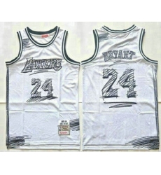 Men's Los Angeles Lakers #24 Kobe Bryant White Sketch Swingman Jersey