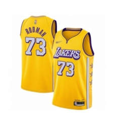 Men's Los Angeles Lakers #73 Dennis Rodman Swingman Gold 2019-20 City Edition Basketball Jersey