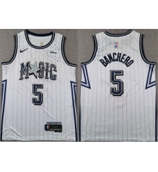 Men's Orlando Magic #5 Paolo Banchero Silver 2024-25 City Edition Stitched Basketball Jersey