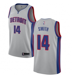Men's Nike Detroit Pistons #14 Ish Smith Authentic Silver NBA Jersey Statement Edition