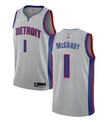 Men's Nike Detroit Pistons #1 Tracy McGrady Authentic Silver NBA Jersey Statement Edition