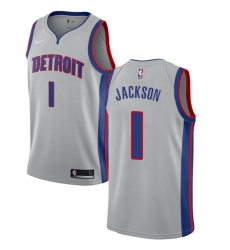 Youth Nike Detroit Pistons #1 Reggie Jackson Authentic Silver NBA Jersey Statement Edition