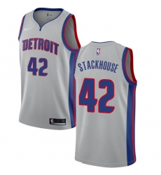 Women's Nike Detroit Pistons #42 Jerry Stackhouse Swingman Silver NBA Jersey Statement Edition