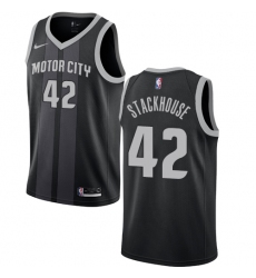Youth Nike Detroit Pistons #42 Jerry Stackhouse Swingman Black NBA Jersey - City Edition