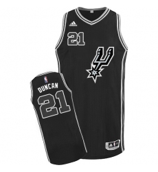 Men's Adidas San Antonio Spurs #21 Tim Duncan Swingman Black New Road NBA Jersey