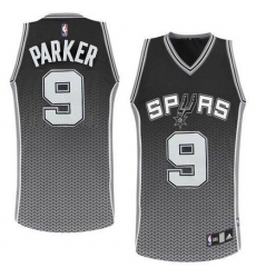 Men's Adidas San Antonio Spurs #9 Tony Parker Authentic Black Resonate Fashion NBA Jersey