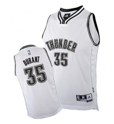 Men's Adidas Oklahoma City Thunder #35 Kevin Durant Authentic White on White NBA Jersey