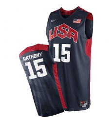 Men's Nike Team USA #15 Carmelo Anthony Authentic Navy Blue 2012 Olympics Basketball Jersey