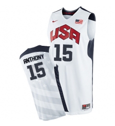 Men's Nike Team USA #15 Carmelo Anthony Authentic White 2012 Olympics Basketball Jersey