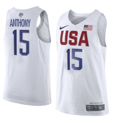 Men's Nike Team USA #15 Carmelo Anthony Swingman White 2016 Olympic Basketball Jersey