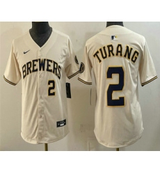 Youth Milwaukee Brewers #2 Brice Turang Cream Limited Stitched Jersey
