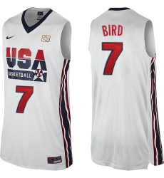 Men's Nike Team USA #7 Larry Bird Authentic White 2012 Olympic Retro Basketball Jersey