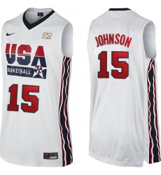 Men's Nike Team USA #15 Magic Johnson Swingman White 2012 Olympic Retro Basketball Jersey
