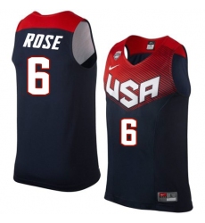 Men's Nike Team USA #6 Derrick Rose Authentic Navy Blue 2014 Dream Team Basketball Jersey