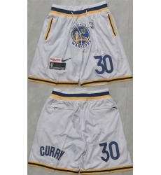 Men's Golden State Warriors #30 Stephen Curry White Shorts(Run Small)