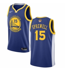 Men's Nike Golden State Warriors #15 Latrell Sprewell Swingman Royal Blue Road 2018 NBA Finals Bound NBA Jersey - Icon Edition