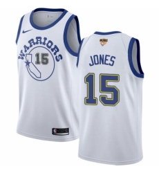 Women's Nike Golden State Warriors #15 Damian Jones Authentic White Hardwood Classics 2018 NBA Finals Bound NBA Jersey