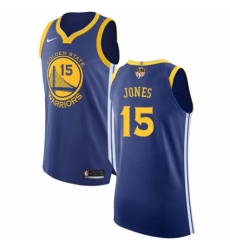 Youth Nike Golden State Warriors #15 Damian Jones Authentic Royal Blue Road 2018 NBA Finals Bound NBA Jersey - Icon Edition