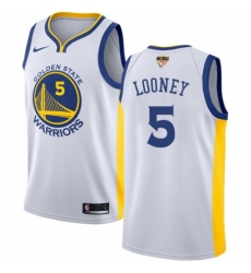 Women's Nike Golden State Warriors #5 Kevon Looney Authentic White Home 2018 NBA Finals Bound NBA Jersey - Association Edition