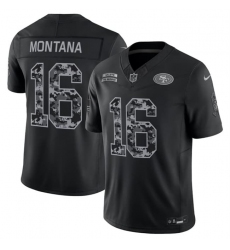 Men's San Francisco 49ers #16 Joe Montana Black 2026 F.U.S.E. Salute to Service Limited Stitched Football Jersey