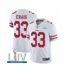 Men's San Francisco 49ers #33 Roger Craig White Vapor Untouchable Limited Player Super Bowl LIV Bound Football Jersey