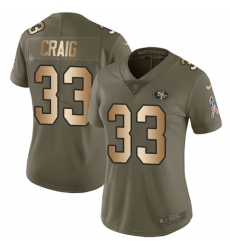 Women's Nike San Francisco 49ers #33 Roger Craig Limited Olive/Gold 2017 Salute to Service NFL Jersey