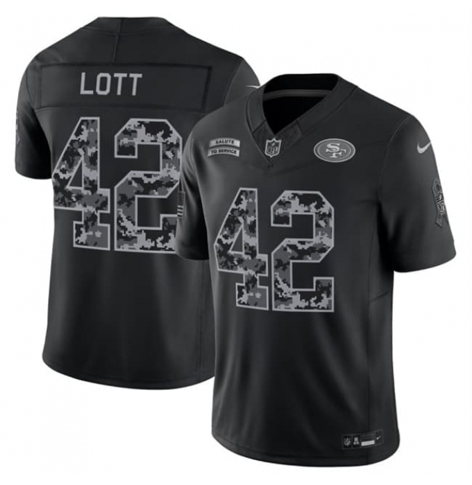 Men's San Francisco 49ers #42 Ronnie Lott Black 2026 F.U.S.E. Salute to Service Limited Stitched Football Jersey