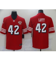 Men's San Francisco 49ers #42 Ronnie Lott Red 2021 75th Anniversary Vapor Untouchable Stitched Limited Jersey
