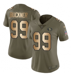 Women's Nike San Francisco 49ers #99 DeForest Buckner Limited Olive/Gold 2017 Salute to Service NFL Jersey