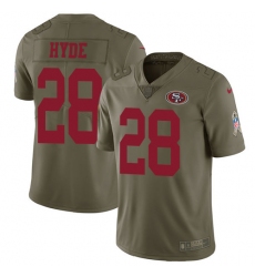 Men's Nike San Francisco 49ers #28 Carlos Hyde Limited Olive 2017 Salute to Service NFL Jersey