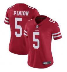 Women's Nike San Francisco 49ers #5 Bradley Pinion Red Team Color Vapor Untouchable Limited Player NFL Jersey