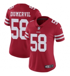 Women's Nike San Francisco 49ers #58 Elvis Dumervil Red Team Color Vapor Untouchable Limited Player NFL Jersey