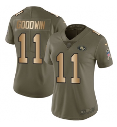 Women's Nike San Francisco 49ers #11 Marquise Goodwin Limited Olive/Gold 2017 Salute to Service NFL Jersey